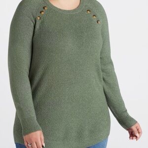 Market & Spruce Olive Sweater with Button Accents
